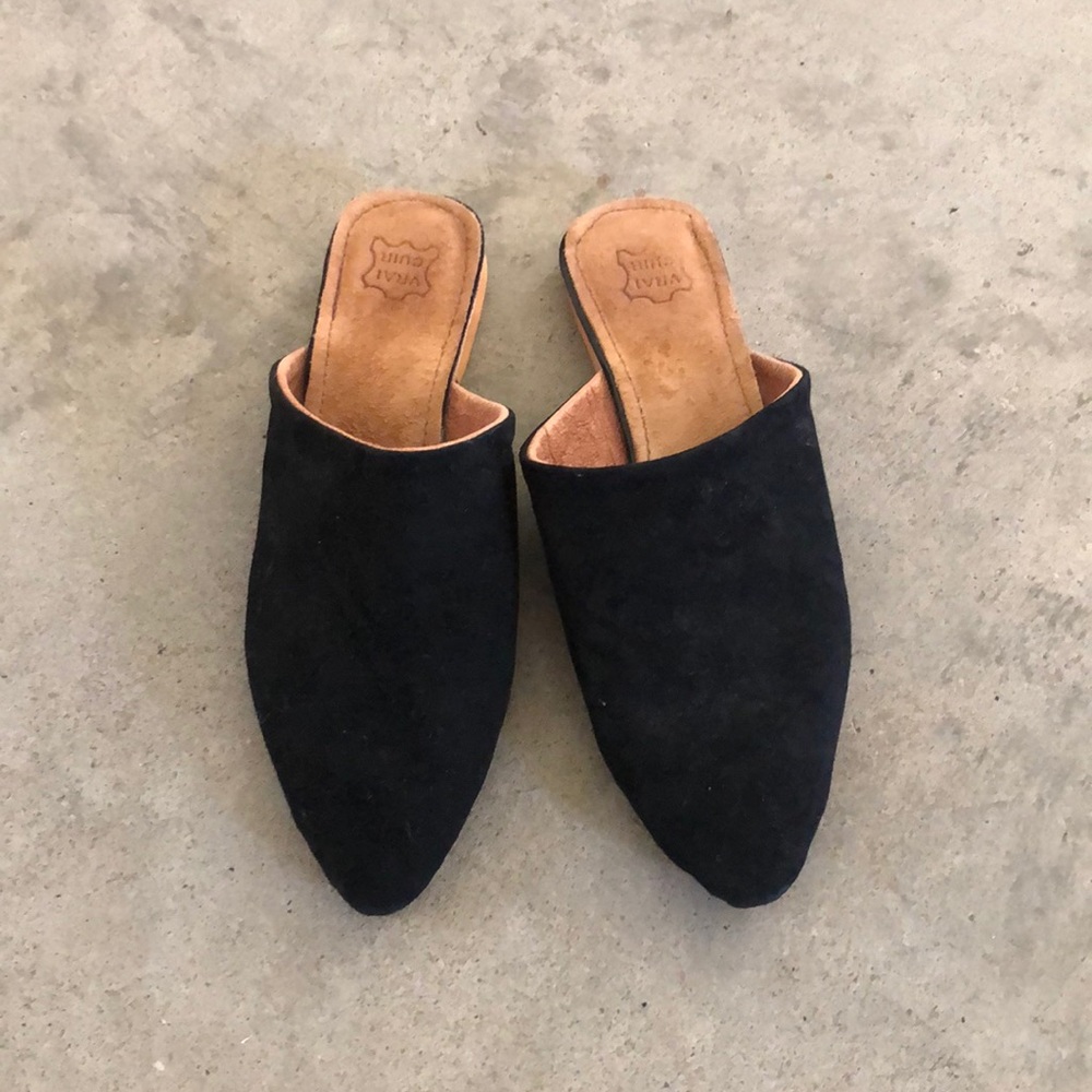 Moroccan mules suede black sz 7.5
